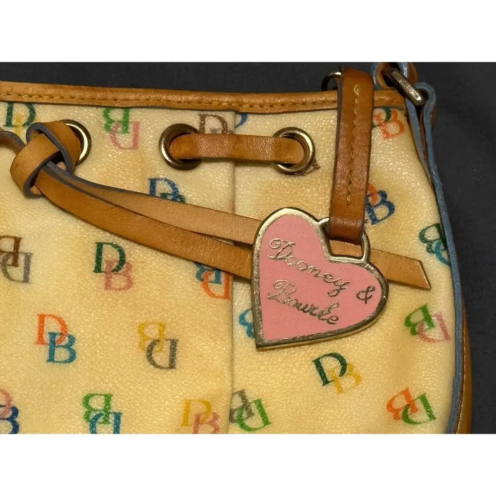 Dooney & Bourke Y2K Vintage IT Bag Yellow DB Rainbow Monogram Vachetta Leather